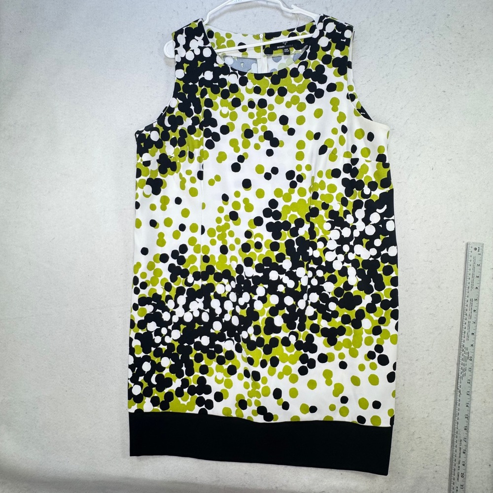 Ronni Nicole Sheath Dress Womens 24W Green Polka Dot Sleeveless Mod Retro Office